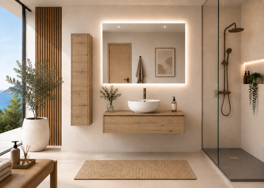 Móvel de casa de banho com lavatório de pousar cor estepa FORMENTERA