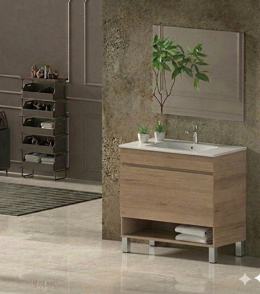 Móvel de casa de banho NEBARI com pés, gaveta e lavatório extraplano