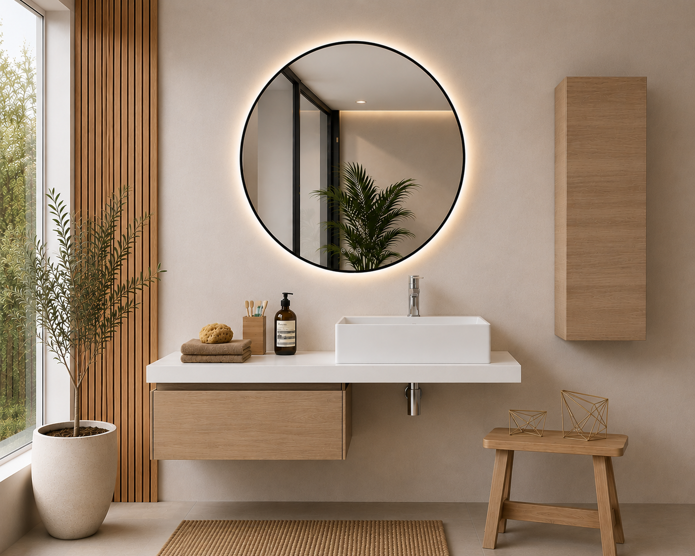 Móvel de casa de banho com módulo de 60 cm, cor estepa e bancada de 120 cm SICILIA